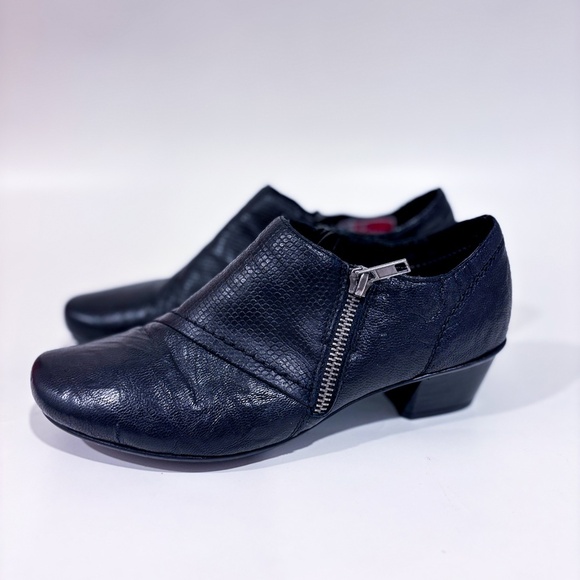 RIEKER Black Heeled Ankle Shoes With Faux Snakeskin Panel | Size 5.5 * - Picture 8 of 8
